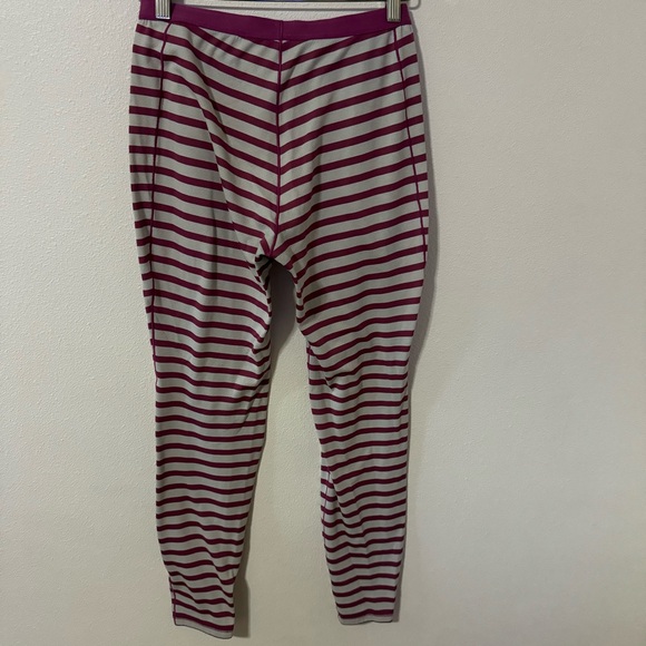 Patagonia Capilene 3 Midweight Bottoms Pink Gray Stripe Base Layer-Medium - Picture 2 of 6